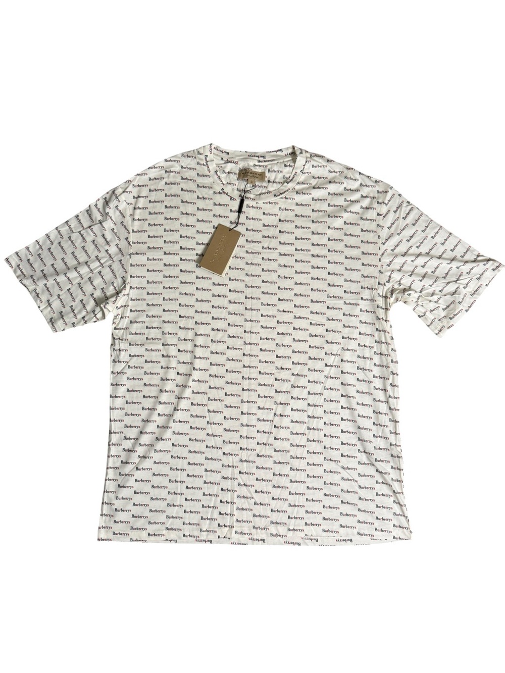 Burberry Cream Tee with Black Allover Logo
